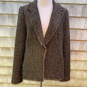 Pea in the Pod Zipper Detail Maternity Jacket Brown/Black Size Large Open Front